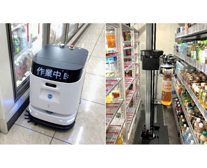 Left: Floor-cleaning robot (image) / Right: Restocking robot (image)