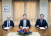 Kokubu Group to Expand Its Cold-Temperature Business in Singapore; Mitsui O.S.K. Lines Takes an Equity Stake At the signing ceremony, from left: Jotaro Tamura, Senior Managing Executive Officer of Mitsui O.S.K. Lines; Andrew Kwan, Founder and Group Managing Director of CCPL; and Akira Kokubu, Representative Director, President and Executive Officer of Kokubu Group Corp.